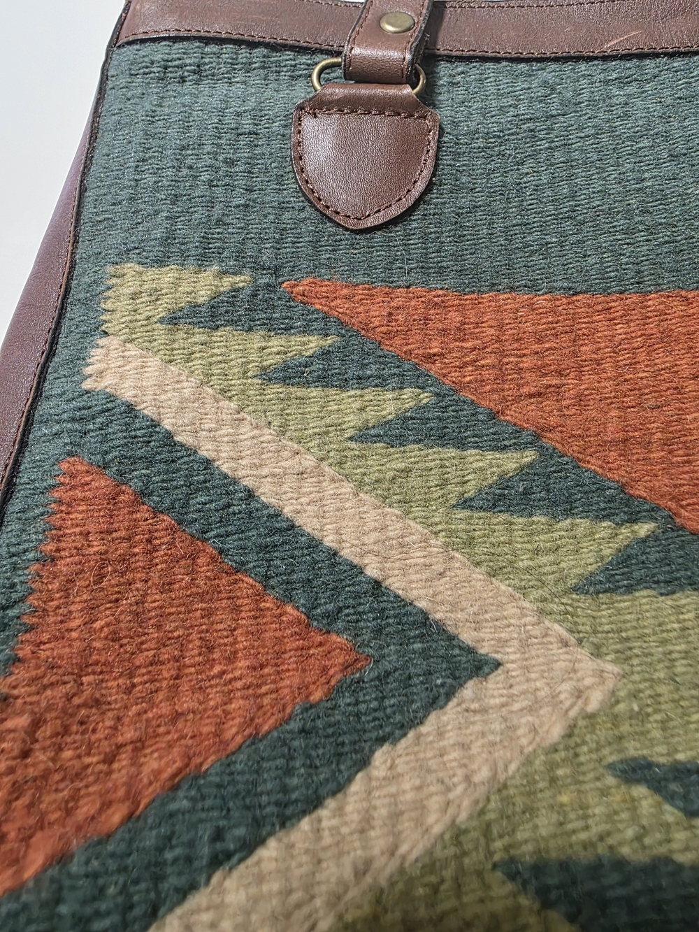 Wool Oaxacan Tote Bag With Leather Accents. NWT - Picture 6 of 6